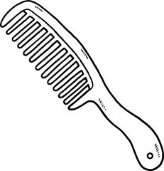 Vector Cartoon Barber Rake Comb Line Art