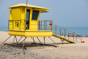 Lifeguard cabin on the beaches of the Canary Islands.
