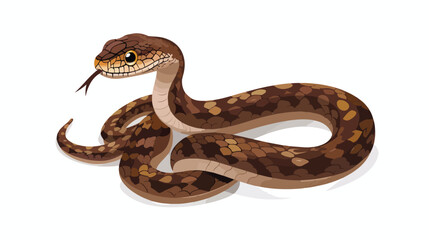 Brown snake on white background Flat vector isolated