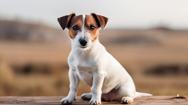 Happy Jack Russell Terrier puppy, cute and small, isolated on white background