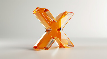 Orange alphabet X glass texture