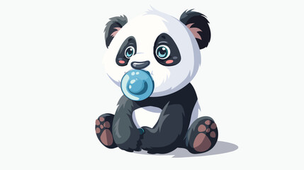 Cute little panda sucking on a pacifier Flat