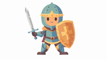 Cute Cartoon Medieval Knight flat vector isolated on