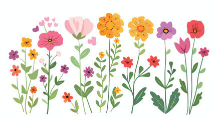 Flowers Flat vector isolated on white background