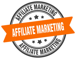 Fototapeta premium affiliate marketing stamp. affiliate marketing label on transparent background. round sign