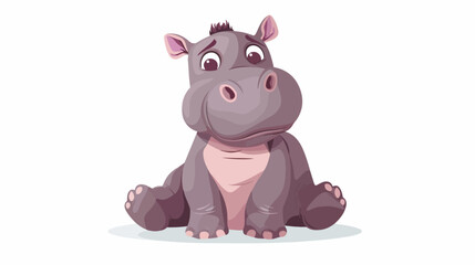 Baby hippo sitting Flat vector isolated
