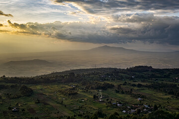 Great Rift Valley landscape, Kenya. beautiful landscape with sunrise cloudy sky.