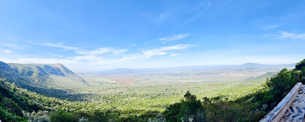 Great Rift Valley landscape, Kenya. beautiful landscape with sunrise cloudy sky.