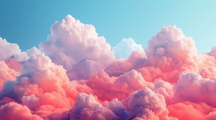 A 3D illustration featuring cloud formations arranged in geometric patterns - obrazy, fototapety, plakaty