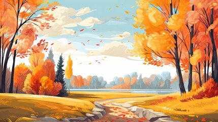 Naklejka na ściany i meble Autumn landscape
