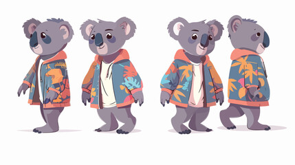 Koala in clothes posing Flat vector isolated