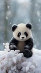 Cute fluffy toy panda a playful gift for a child 