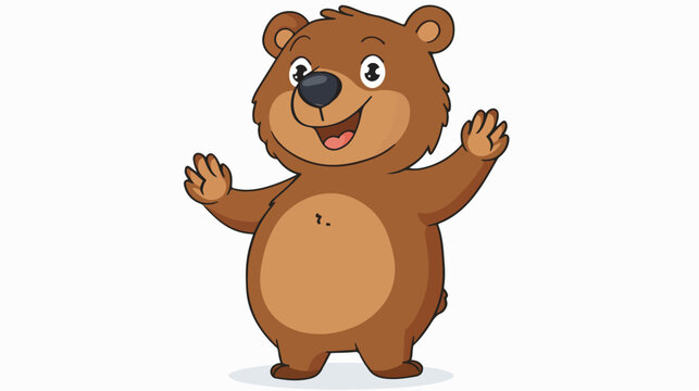 Little bear presenting Flat vector isolated