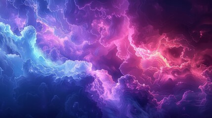 A 3D render of a colorful cloud with glowing neon, representing the beauty of chaos and complexity - obrazy, fototapety, plakaty