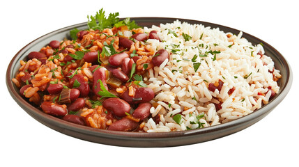 Red beans and rice isolated on white background
