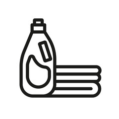 Fabric softener detergent icon for web, mobile, promo and for cleaning products, hygiene supplies. Single outline, vector illustration.