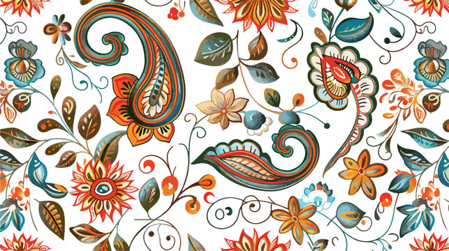 Floral paisley seamless pattern in oriental style.
