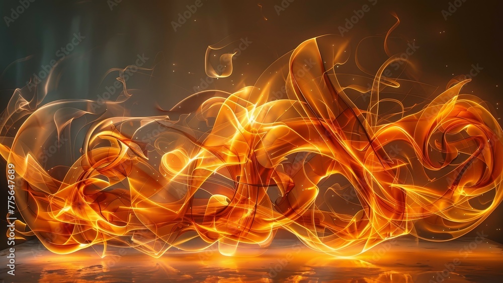 Aufkleber the image is a close up of a fire with orange flames. the flames are swirling and dancing, creating 