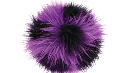 Purple and black pompon. Fluffy pompon isolated.