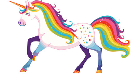 Rainbow unicorn horse Flat vector isolated on