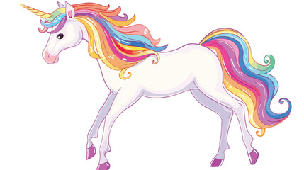 Rainbow unicorn isolated on white background
