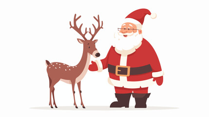 Santa clause with deer Flat vector 
