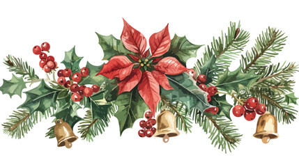 Christmas greeting card watercolor illustration  