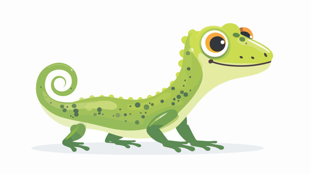 Funny Green Gecko Character Standing and Smiling vector
