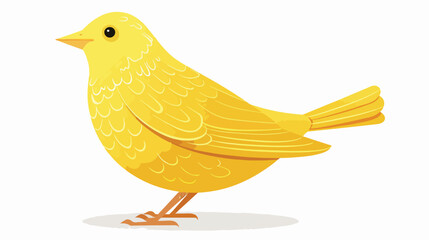 Retro cartoon yellow bird flat vector isolated on white