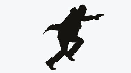 Fototapeta na wymiar Robber in action silhouette vector on white background