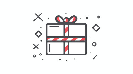 Gift Box with ribbon outline icon. linear style sign