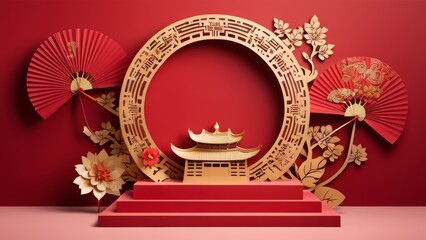 Obraz premium Podium with Chinese New Year Theme