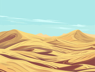 background, A vast desert landscape with sand dunes stretching to the horizon, in the style of animated illustrations, background, text-based