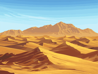background, A vast desert landscape with sand dunes stretching to the horizon, in the style of animated illustrations, background, text-based