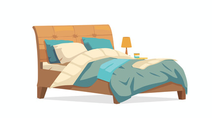 Comfortable bed isolated icon Flat vector 