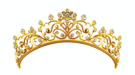 Gold tiara beautiful shining vector illustration.