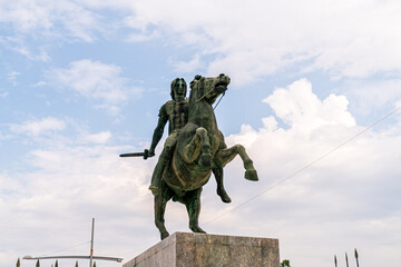 Thessaloniki, Greece. Alexander the Great Statue. The monument was erected in 1973 thanks to...