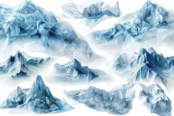 abstract polygonal set in light blue color. An example showing polygonal shapes. completely unique template for the design of your business.