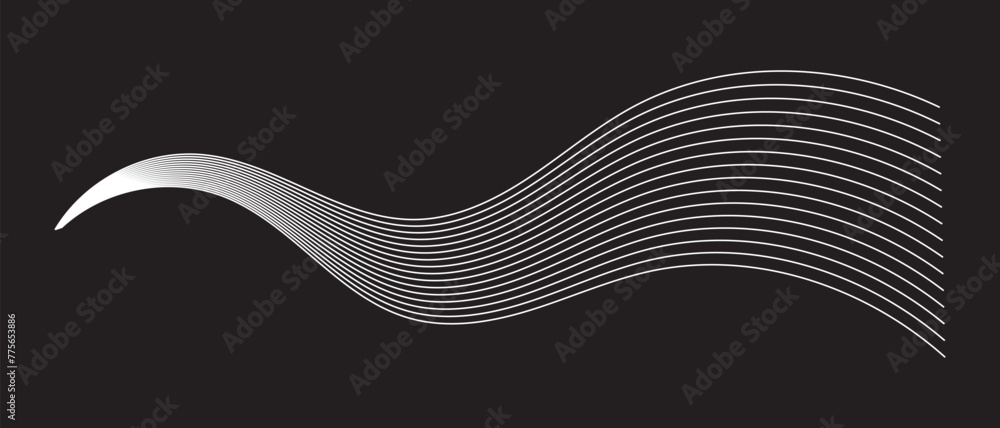 Poster black and white abstract wave. abstract wave lines on black background. abstract pattern background.
