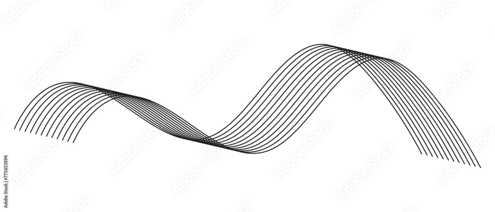 Poster abstract texture, black, white background with curve lines and waves. abstract wave lines on white b