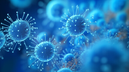 Blue viruses in infected organism background, photo shot --ar 16:9 --v 5.2 Job ID: d7ae88bc-95da-4f91-810e-a4476aaf8805