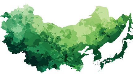 Green north korea detail map isolated on white background - obrazy, fototapety, plakaty
