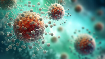 Close up detail of virus bacteria. Medicine concept.