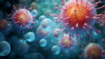 Close up detail of virus bacteria. Medicine concept. - obrazy, fototapety, plakaty
