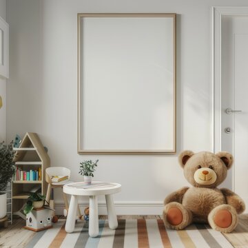  white wall with frame in kids room