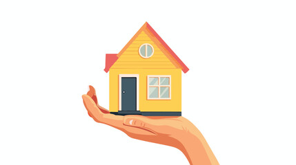 Hand holding home. vector illustration flat vector