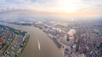 Photo sur Plexiglas Anvers Antwerp, Belgium. Panorama of the city. Summer morning. Aerial view
