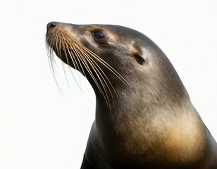 Fototapeta premium Close-up of a California sea lion, isolated against a white background