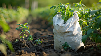 Elegant 3D organic fertilizer bag, minimalist, essential for farming