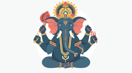 Holy elephant ganesh hindi god illustration flat vector